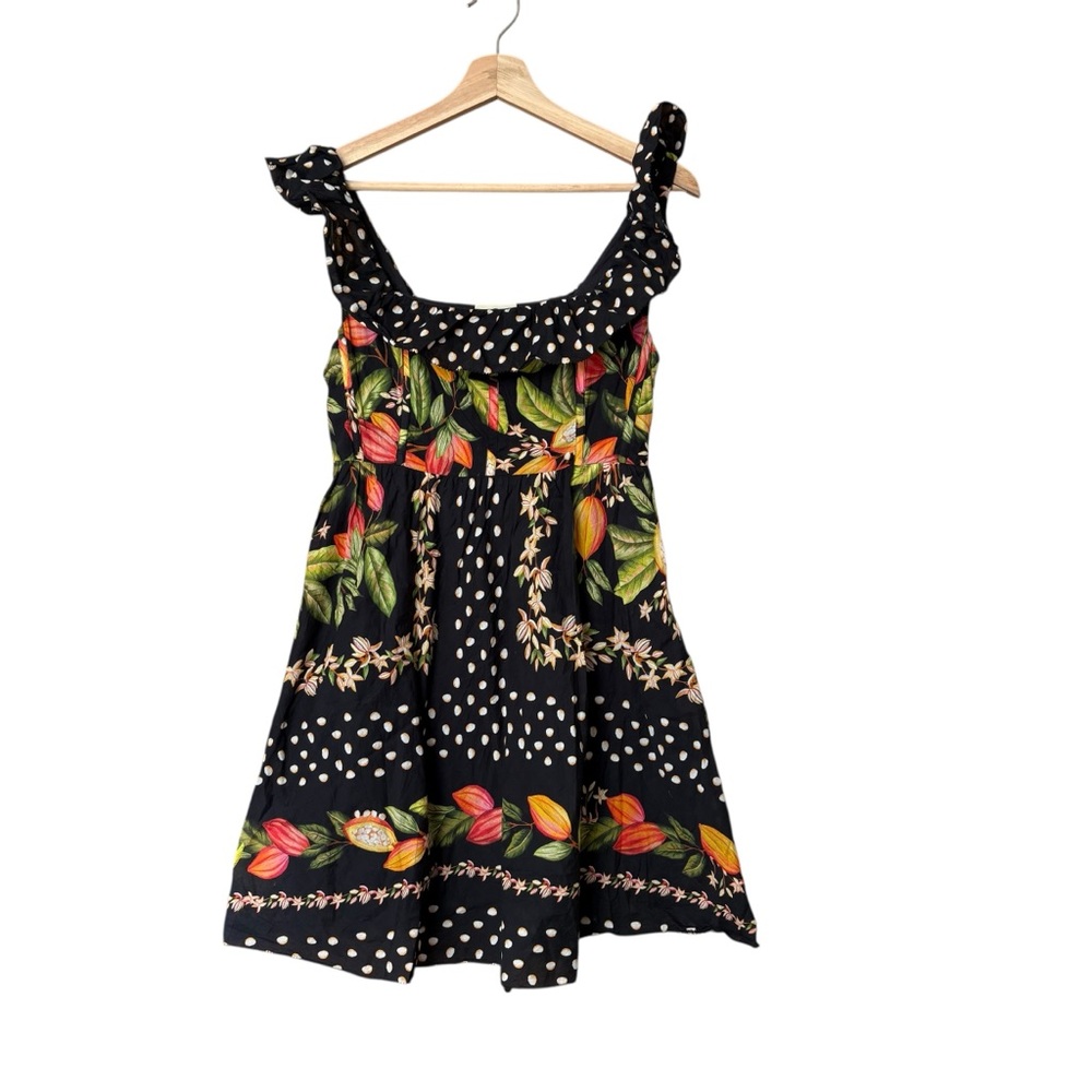 FARM Rio Black Floral Polka Dot Mini Dress - Picture 2 of 13